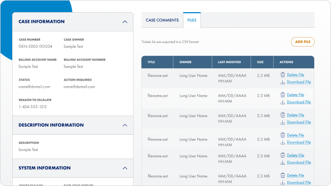 Attach files to your cases